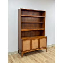 Load image into Gallery viewer, Vintage Lane MCM Hutch Rhythm Cane Door Bookcase Display China Cabinet Shelving
