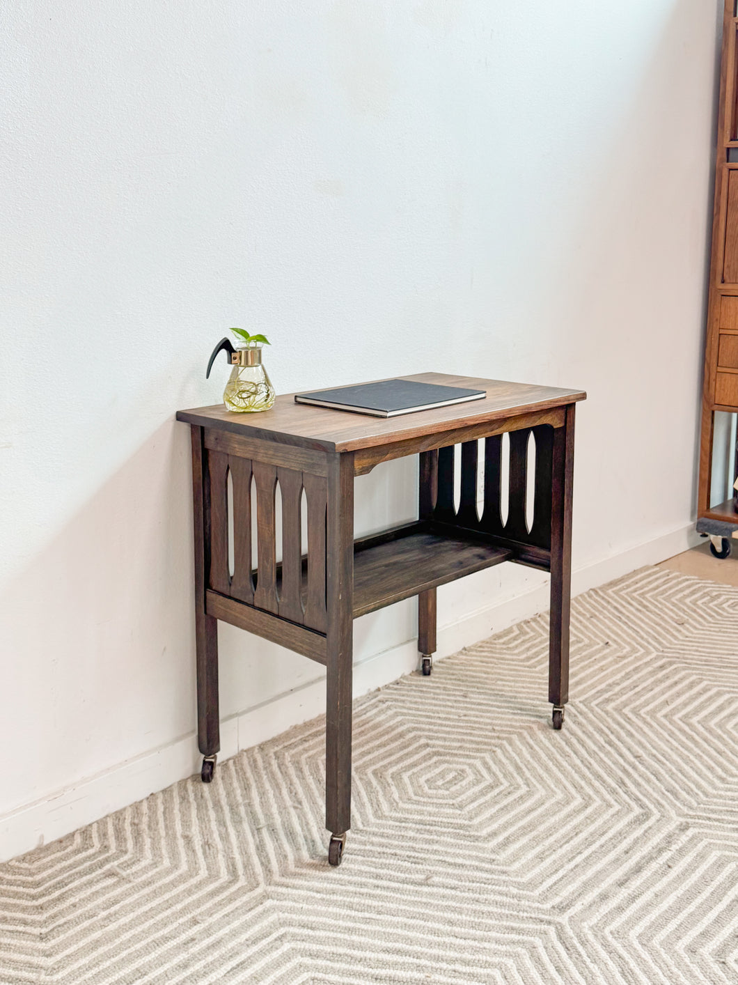 Mid Century Rolling Library Cart