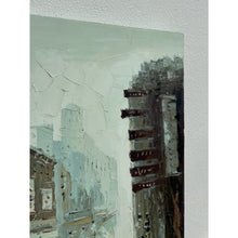 Load image into Gallery viewer, Rainy Cityscape Oil Painting Brutalist Impasto Figurative Street Scene
