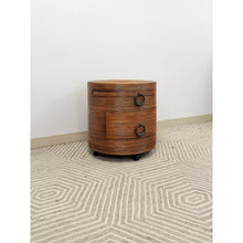 Load image into Gallery viewer, Pencil Reed Ribbed Round Rolling Side Table Drawer Gabriella Crespi Style
