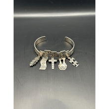 Load image into Gallery viewer, Sterling Silver Bangle, Pueblo dangling Bracelet w/Charms Signed Rudy Willis
