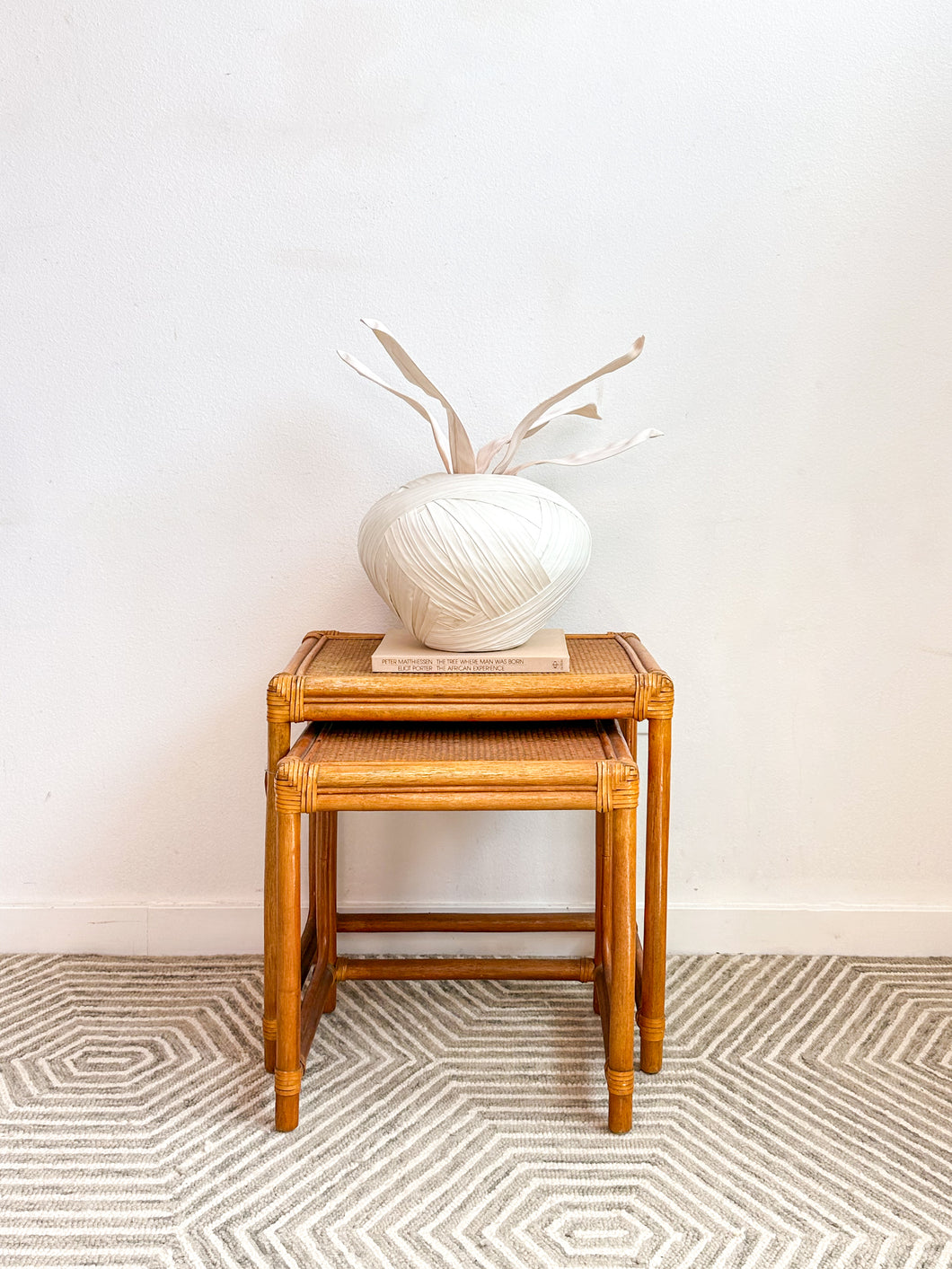 Pair of Rattan Nesting Tables