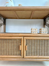 Load image into Gallery viewer, Rattan Rolling Bar Cart
