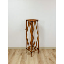 Load image into Gallery viewer, Coastal Boho Tall Bamboo Plant Stand Warm Finish Pedestal Display Regency
