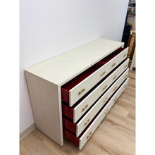 Load image into Gallery viewer, Coastal Mitchell Gold Bob Williams White Dresser, Brass Handles, 8 Drawer
