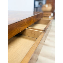 Load image into Gallery viewer, Rare Vintage Hekman MCM Burlwood Desk with Three Drawers Mid Century Collectable
