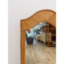 Load image into Gallery viewer, Coastal Pencil Reed Rattan Tall Arched Wall Mirror, Woven Wood Frame
