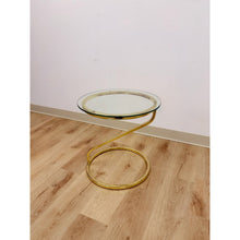 Load image into Gallery viewer, Round Brass Angular End Table Milo Baughman Style Postmodern Vintage MCM
