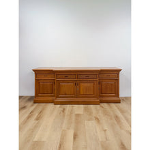 Load image into Gallery viewer, Antique Style Oak Office Credenza with Locking Doors and Finished Back
