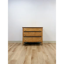 Load image into Gallery viewer, Primitive Scrubbed Pine Three Drawer Dresser Dovetail Porcelain Knobs Vintage
