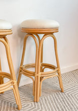 Load image into Gallery viewer, Pair of Rattan Swivel Barstools
