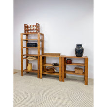 Load image into Gallery viewer, Vintage Modular Pine 4-Piece Shelf Unit Rustic Stackable Bookcase Organic Modern
