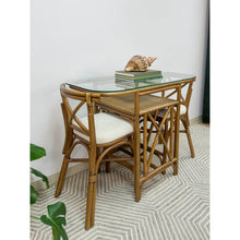 Load image into Gallery viewer, Vintage Rattan Bistro Set Counter Height Bar Stools Table Coastal Honeymoon Set
