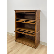 Load image into Gallery viewer, Vintage Bookcase Three Stack Oak Barrister Glass Door Traditional Shelf
