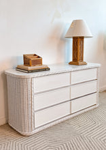 Load image into Gallery viewer, White Curved Wicker Dresser
