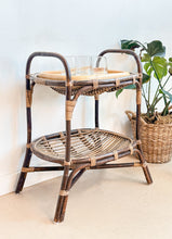 Load image into Gallery viewer, Retro 70s rattan tray table
