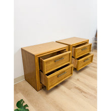 Load image into Gallery viewer, Lea Furniture Faux Bamboo Nightstand Pair Vintage Coastal Hollywood Regency
