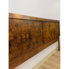 Load image into Gallery viewer, Vintage John Stuart MCM Burlwood King Headboard Bronze Inlay Detail, Collectable

