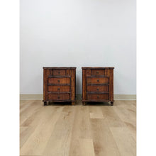 Load image into Gallery viewer, Vintage Nightstands Split Bamboo Reed Four Drawer British Colonial Regency Table
