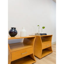 Load image into Gallery viewer, Unique Curved Hourglass Double Sided Nightstand Pair Vintage Accent
