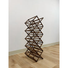 Load image into Gallery viewer, Dark Bamboo Twelve Bottle Wine Rack Vintage Coastal Boho Bar Accent
