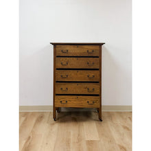 Load image into Gallery viewer, Antique Oak Dresser Five Drawer Tallboy Chest of Drawers Bedroom Furniture
