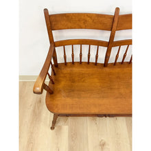 Load image into Gallery viewer, Vintage Maple Spindle Two-Seat Bench Double Crest Turned Legs Farmhouse
