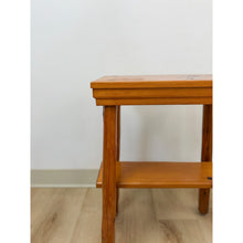 Load image into Gallery viewer, Handmade Rustic Pine Side Table Shelf Dowel Joints Vintage Farmhouse Dated 1930s
