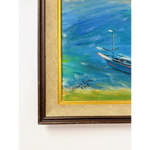 Load image into Gallery viewer, Original Framed Sailboat Oil Painting Signed Esther Evans 1968, Coastal Nautical
