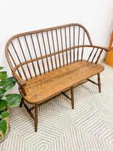 Load image into Gallery viewer, Vintage Oak Spindle Bench
