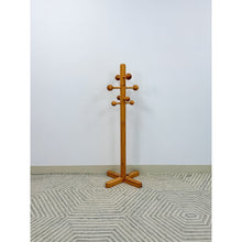 Load image into Gallery viewer, Vintage Atomic Coat Hat Rack Glossy Pine MCM Entryway Stand Mid Century Modern
