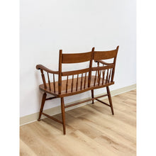 Load image into Gallery viewer, Vintage Maple Spindle Two-Seat Bench Double Crest Turned Legs Farmhouse

