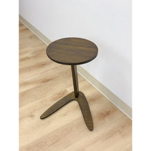 Load image into Gallery viewer, MCM Round Side Table With Boomerang Base Dark Wood Coastal Vintage Accent
