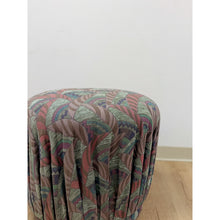 Load image into Gallery viewer, Vintage Postmodern Purple Green Ottoman Leaf Pattern Retro Accent Pouf
