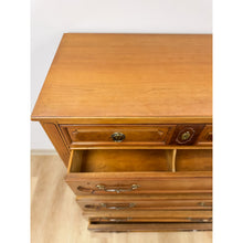 Load image into Gallery viewer, Vintage Thomasville Transitional Tallboy Dresser, Burlwood Accents, MCM Casegood
