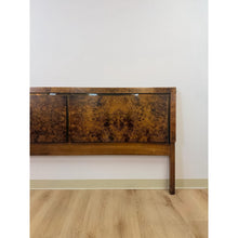 Load image into Gallery viewer, Vintage John Stuart MCM Burlwood King Headboard Bronze Inlay Detail, Collectable
