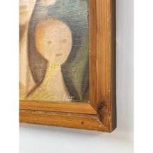 Load image into Gallery viewer, Brutalist Figurative Oil Painting Signed Simon 1970 Postmodern Figures Art
