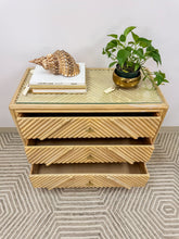 Load image into Gallery viewer, Vintage Rattan Pencil Reed Chest of Drawers
