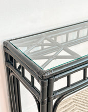 Load image into Gallery viewer, Black Rattan Console Table
