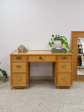 Load image into Gallery viewer, Vintage Bamboo and Wicker Desk
