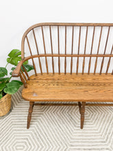 Load image into Gallery viewer, Vintage Oak Spindle Bench
