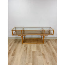Load image into Gallery viewer, Vintage Console Table Rattan Two-Tier Glass Top Coastal Entryway Sofa Table Rare
