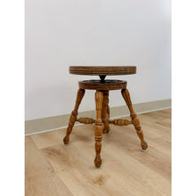 Load image into Gallery viewer, Adjustable Height Piano Stool Vintage Light Wood Music Room Vanity Seating
