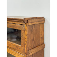 Load image into Gallery viewer, Vintage Bookcase Three Stack Oak Barrister Glass Door Traditional Shelf
