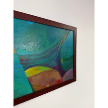 Load image into Gallery viewer, Framed Original Abstract Acrylic Painting Teal Green Still Life Art, Wood frame
