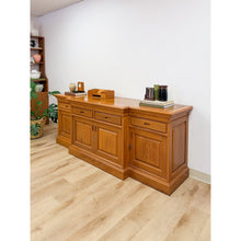 Load image into Gallery viewer, Antique Style Oak Office Credenza with Locking Doors and Finished Back
