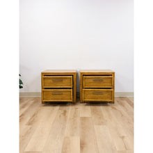 Load image into Gallery viewer, Lea Furniture Faux Bamboo Nightstand Pair Vintage Coastal Hollywood Regency
