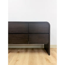 Load image into Gallery viewer, Modern Crate and Barrel "Cortez" Black Six Drawer Dresser Curved With Soft Close
