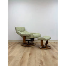Load image into Gallery viewer, Lane Furniture Stressless Style Sage Green Leather Swivel Recliner Chair Ottoman
