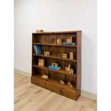 Load image into Gallery viewer, Vintage MCM Solid Walnut Four Shelf Bookcase Shallow Display MidCentury Shelving
